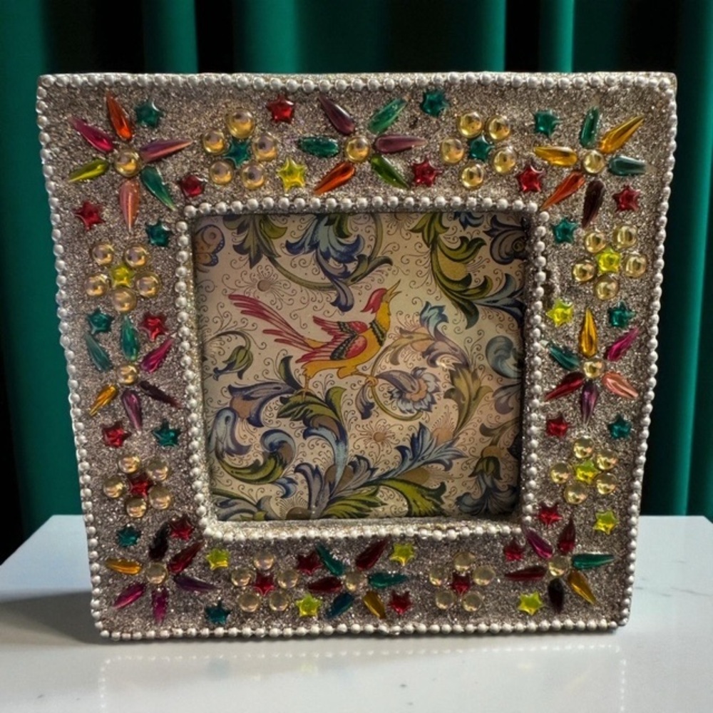 Jeweled wood Photo Frame